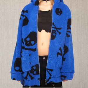 💙 Sapphire Blue Skull Sherpa Jacket Coachella